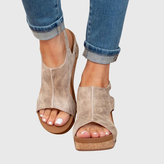 Franziska | Damen Offene Zehen Slingback Keilabsatz-Sandalen