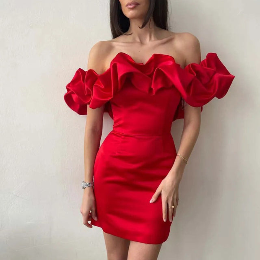 Felicia | Damen Rüschen Mini Kleid für Hochzeitsgäste
