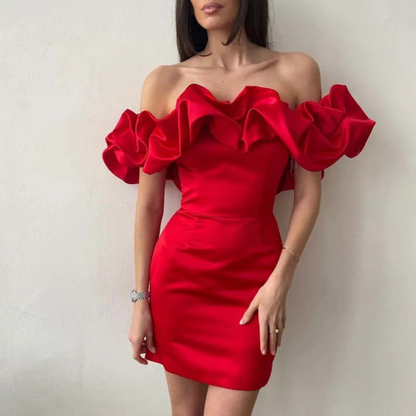 Felicia | Damen Rüschen Mini Kleid für Hochzeitsgäste