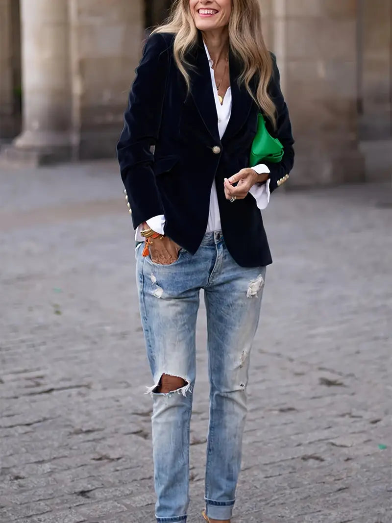 Emilia | Damen Klassischer Blazer mit Ein-Knopf-Verschluss