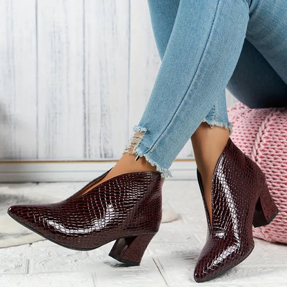 Franziska | Damen Herbst Schlangenleder High Heel Stiefel