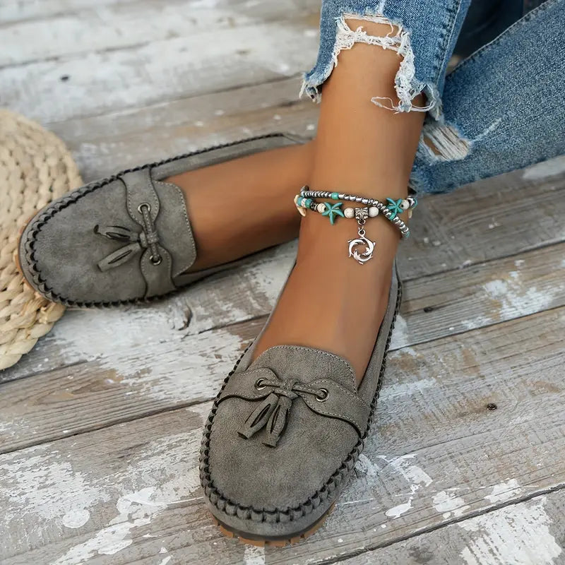 Daniela | Damen Weiche Loafer zum Gehen mit Schleifendetail