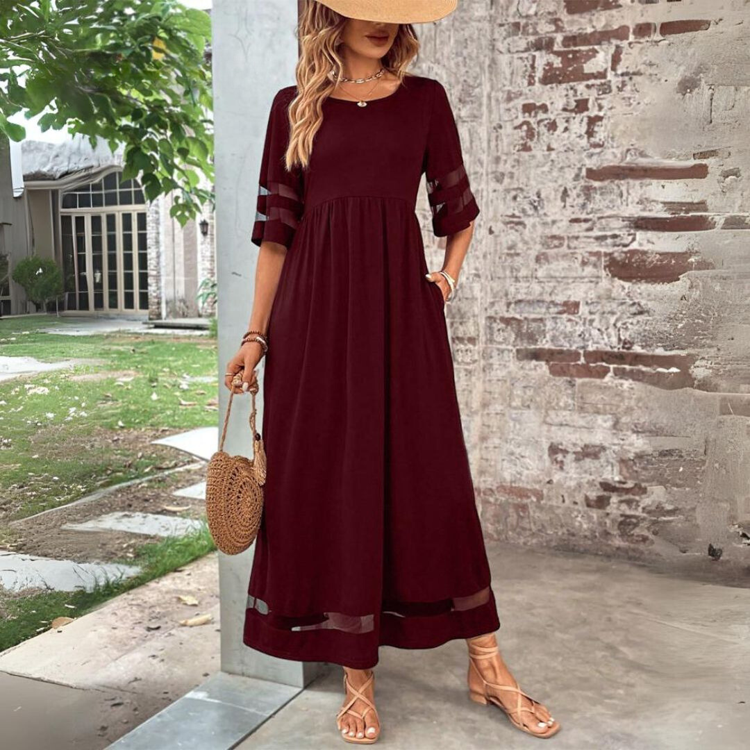 Karin | Damen Maxikleid mit Kurzarm