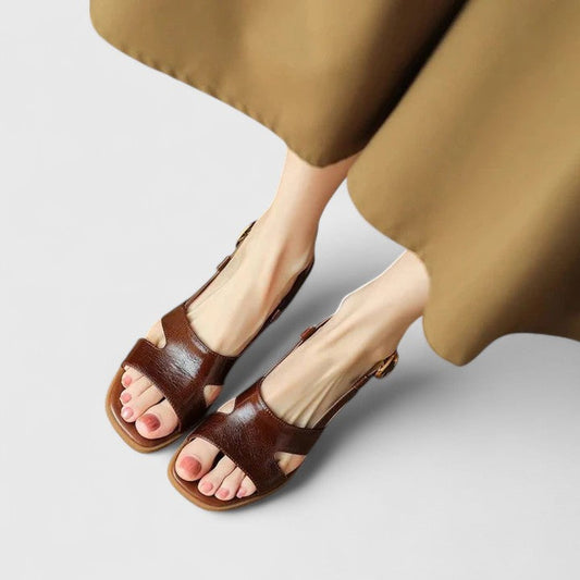 Sarah | Damen Lässige Sandalen mit Offener Spitze und Riemen