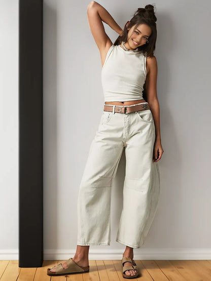 Sarah | Damen Jeans mit weitem Bein im Vintage-Stil