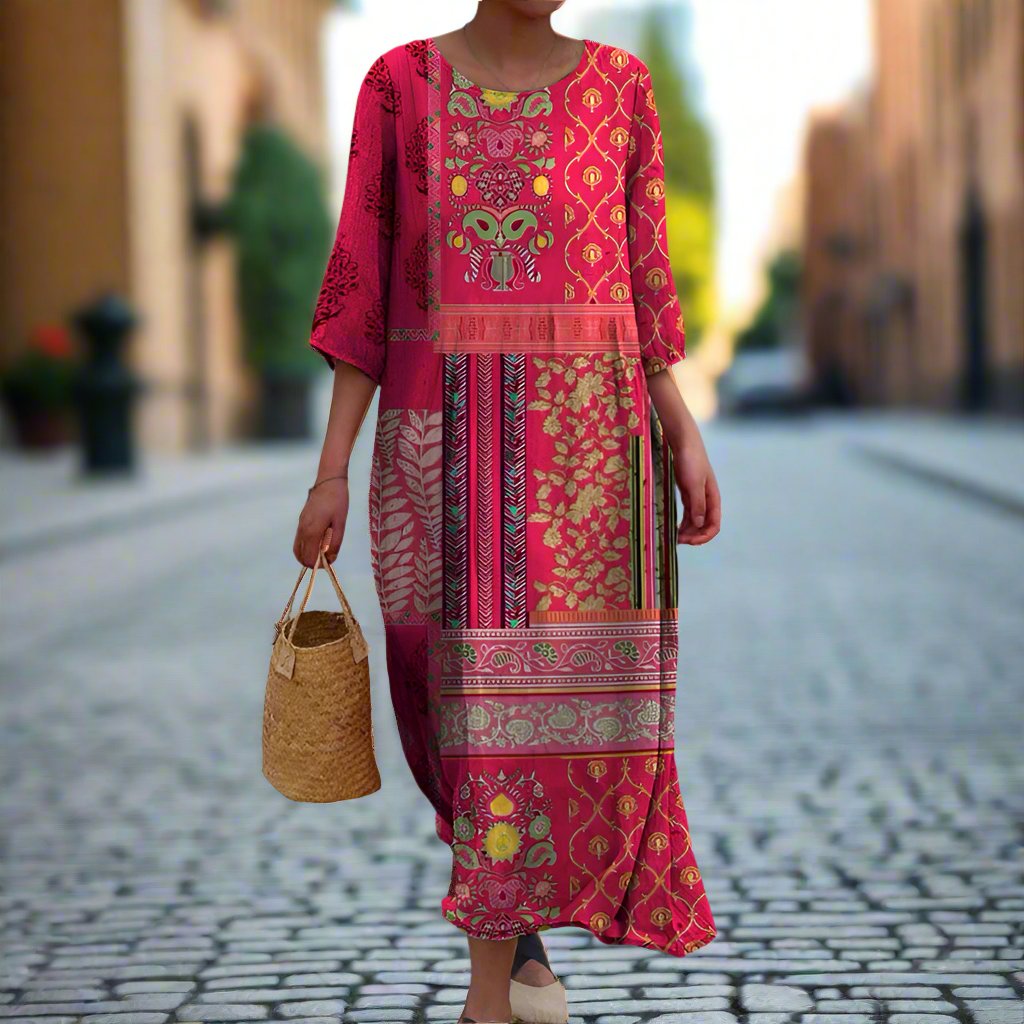 Petra | Damen Sommer Maxikleid im Ethno-Boho-Stil