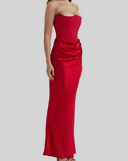 Rita | Drapiertes Maxikleid für Hochzeitsgäste Damen