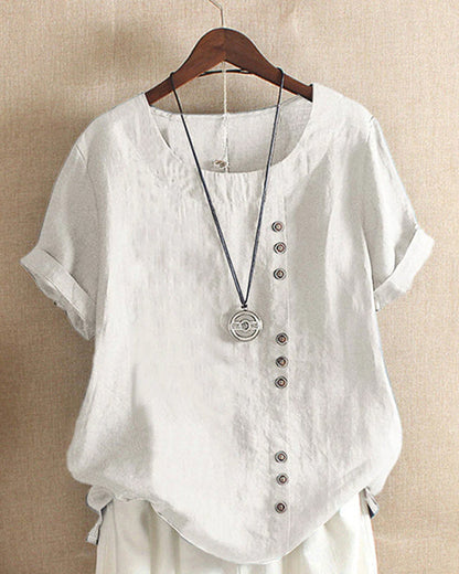 Marion | Damen Sommer Lässige Bluse mit Knopfdetail