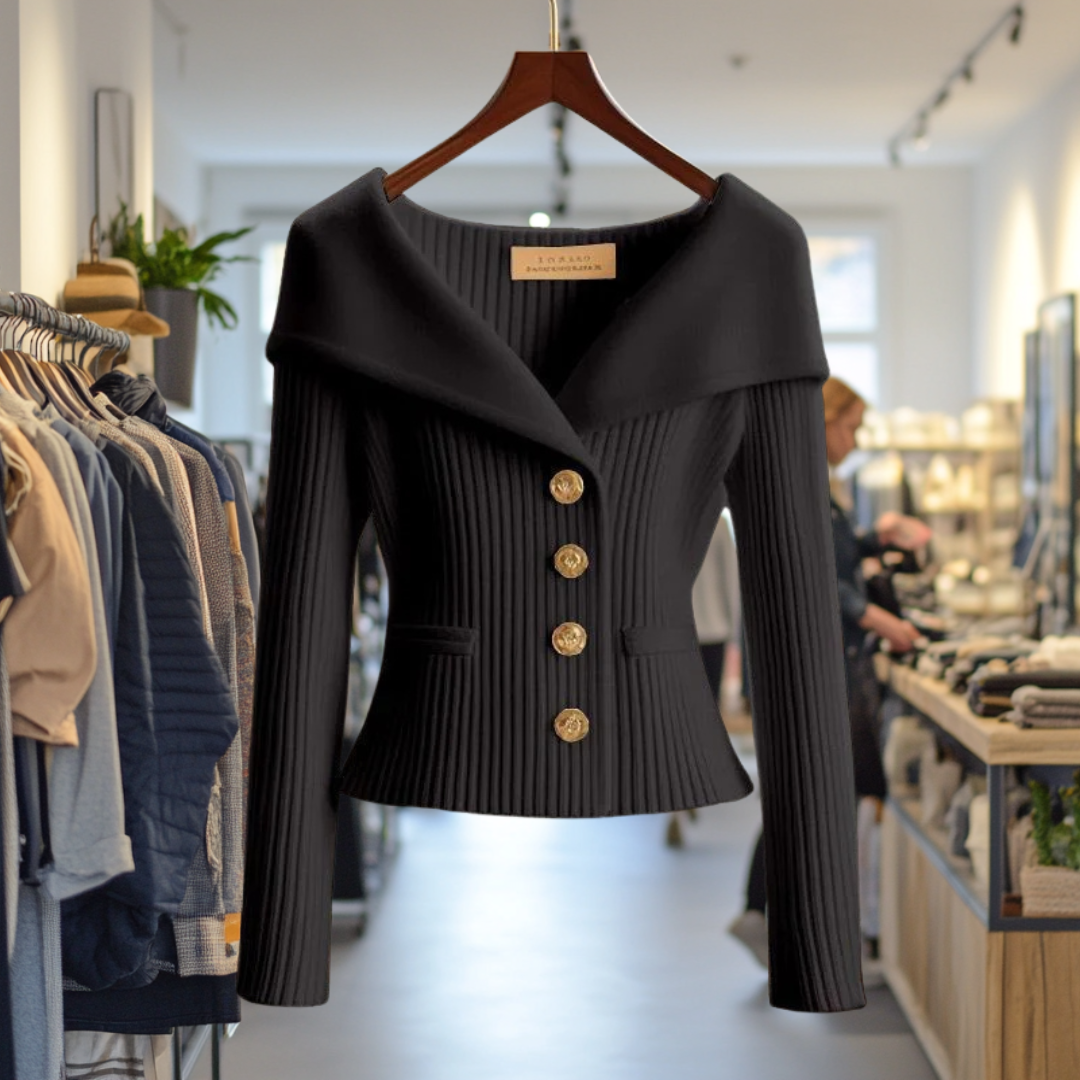 Daniela | Damen Modischer Gerippter Pullover mit Knöpfen