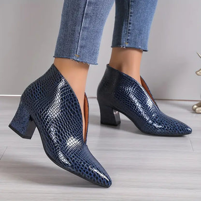 Franziska | Damen Herbst Schlangenleder High Heel Stiefel