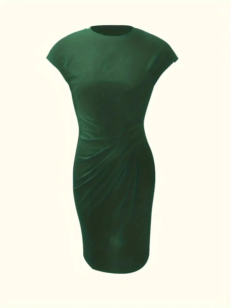 Claudia | Damen Midikleid mit kurzen Ärmeln und Raffung