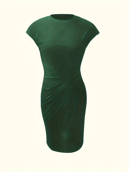 Claudia | Damen Midikleid mit kurzen Ärmeln und Raffung