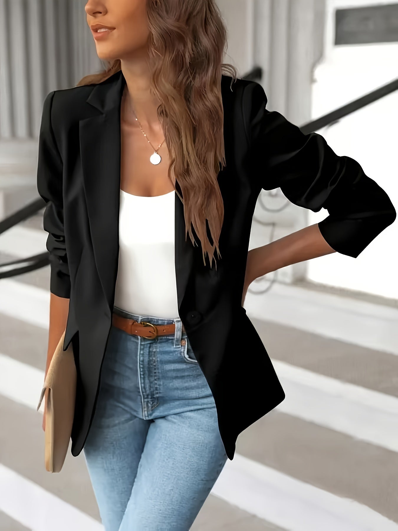 Martina | Damen Taillierter Winterblazer mit offener Vorderseite