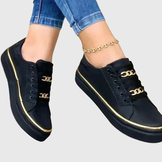Lara | Damen Frühlings Legere Samt-Schnür-Sneaker