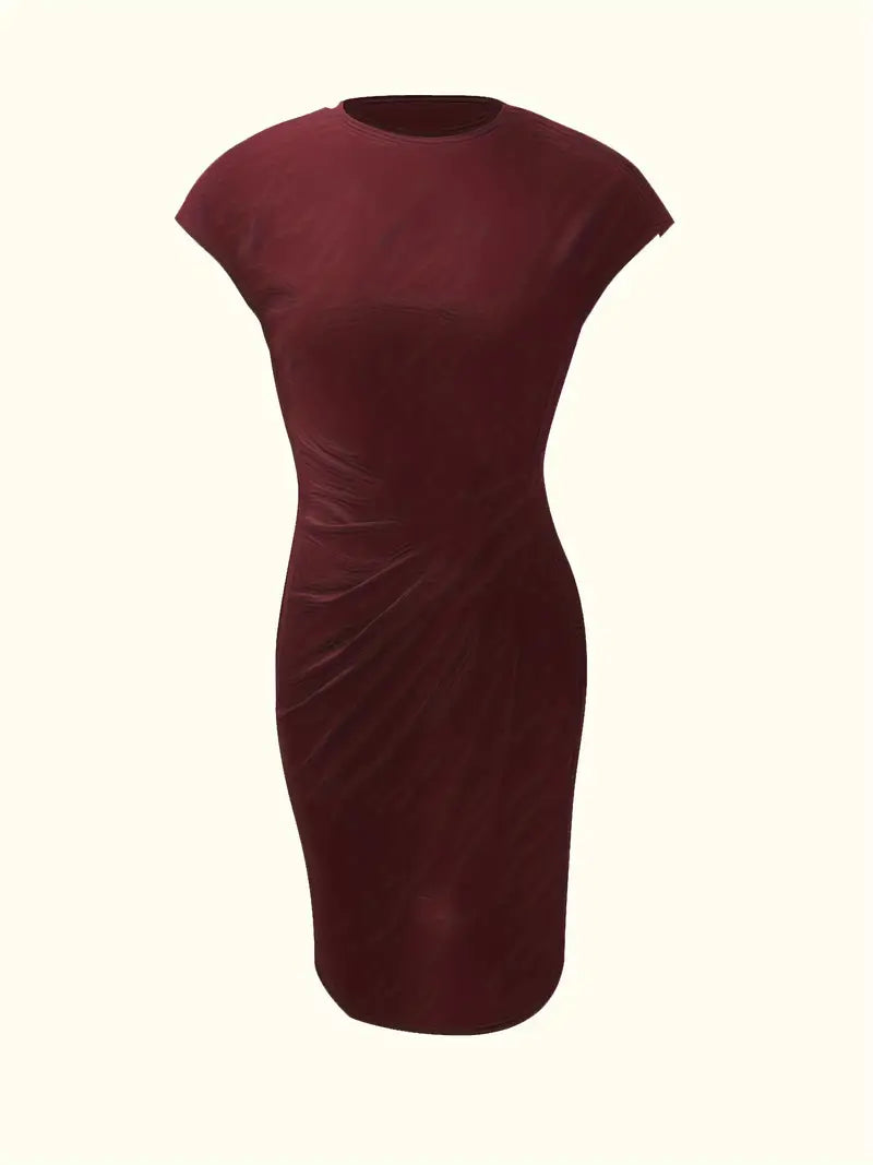 Claudia | Damen Midikleid mit kurzen Ärmeln und Raffung