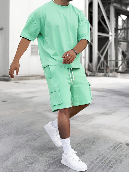 Martin | Herren Locker Geschnittenes T-Shirt-und-Shorts-Set