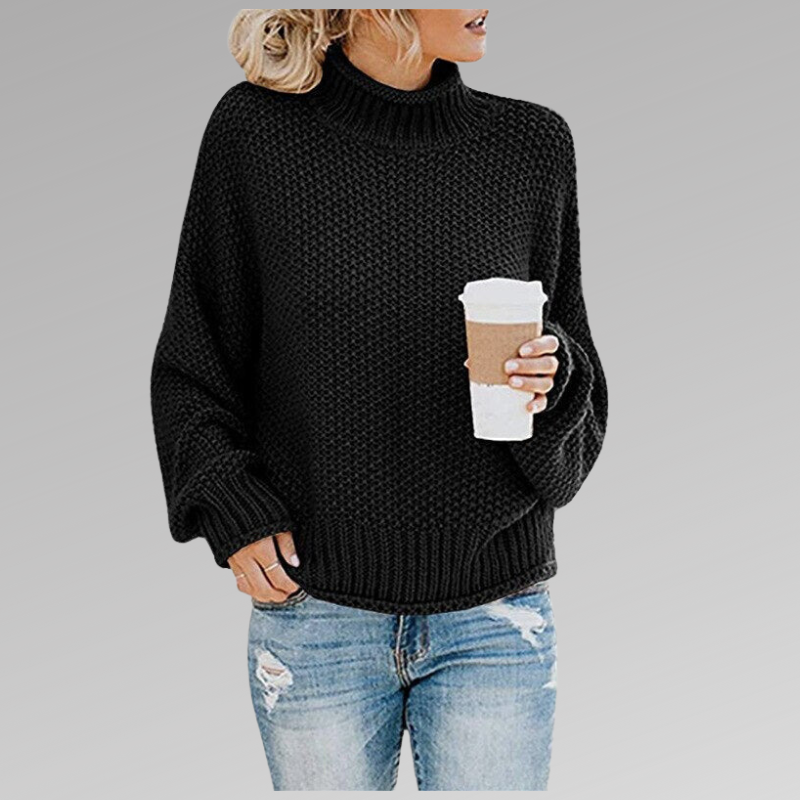 Pauline | Damen Oversize Hochgeschlossener Strickpullover