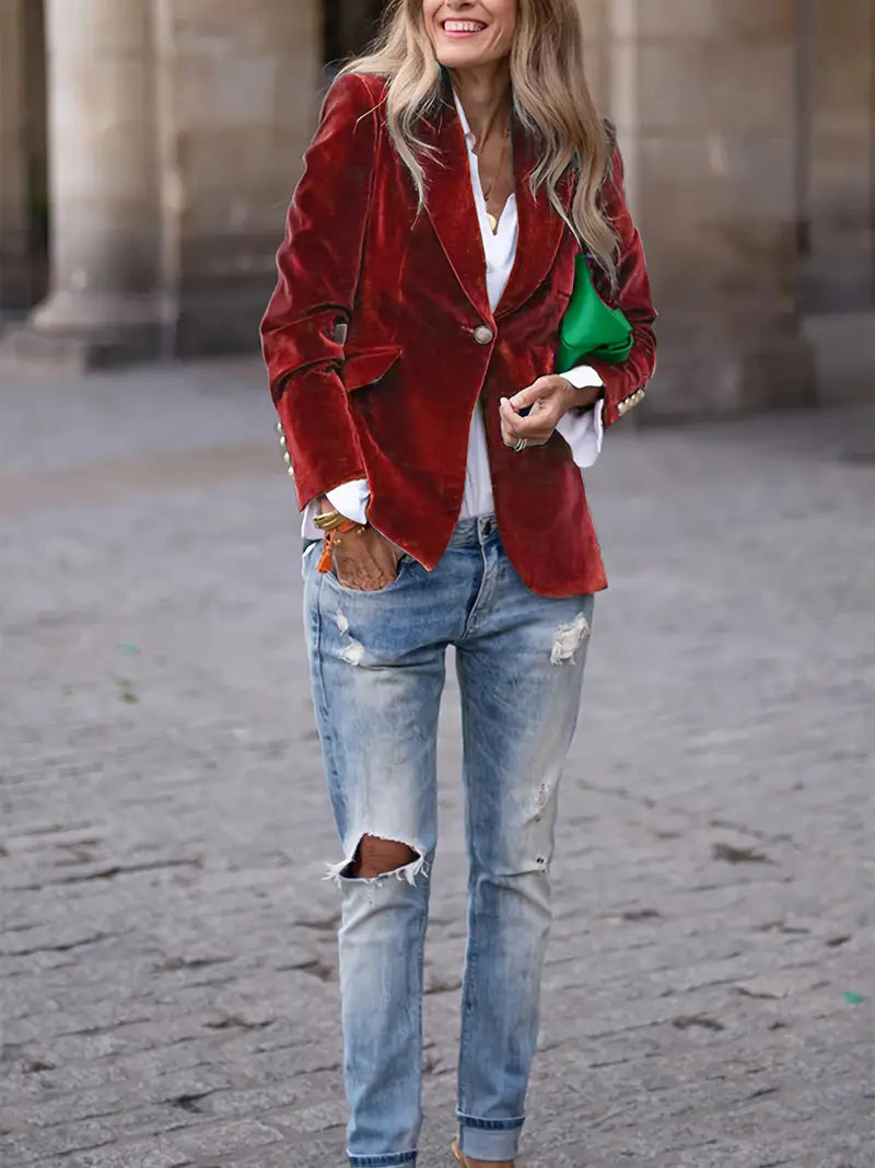 Emilia | Damen Klassischer Blazer mit Ein-Knopf-Verschluss