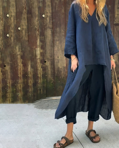 Kerstin | Damen Boho Langtop mit passender Hose Set