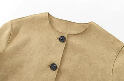 Jessica | Damen Schicke Jacke mit Rundhalsausschnitt und Knöpfen