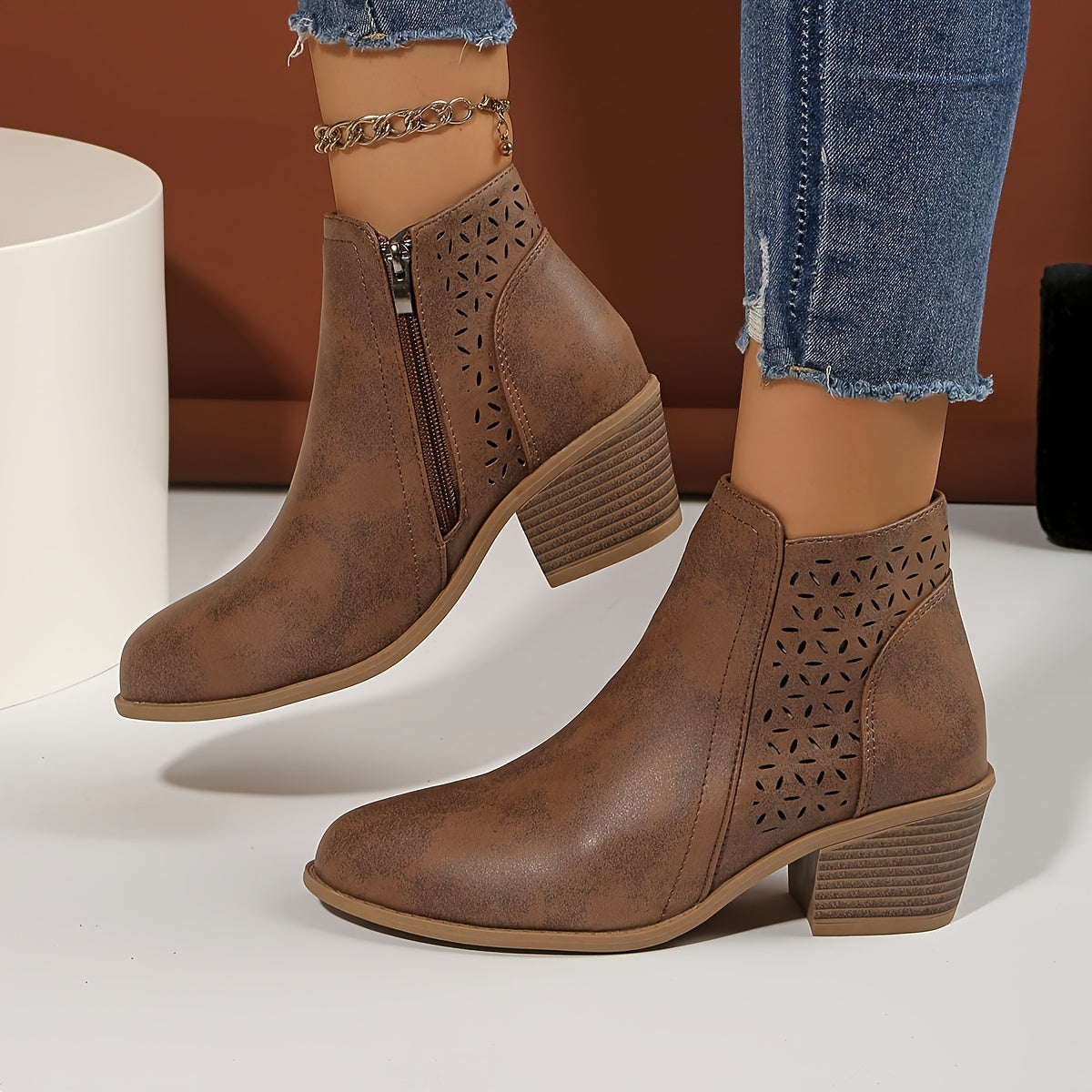 Jessica | Damen Stiefeletten zum Hineinschlüpfen mit seitlichem Reißverschluss