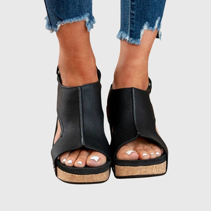 Franziska | Damen Offene Zehen Slingback Keilabsatz-Sandalen