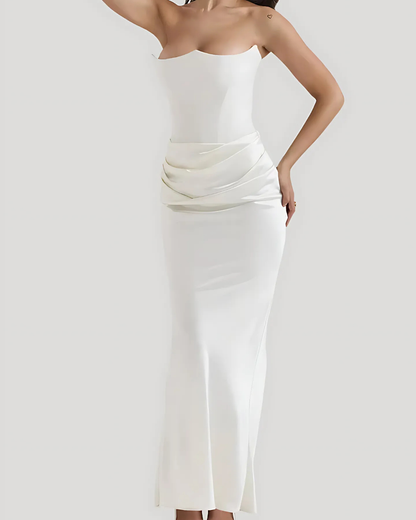 Rita | Drapiertes Maxikleid für Hochzeitsgäste Damen