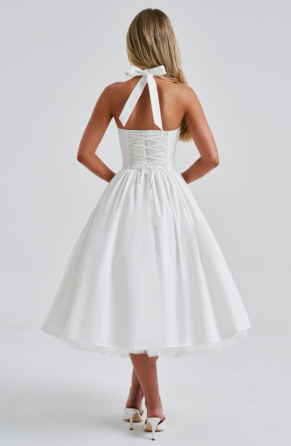 Helga | Damen Halter Midi Kleid für Hochzeitsgäste