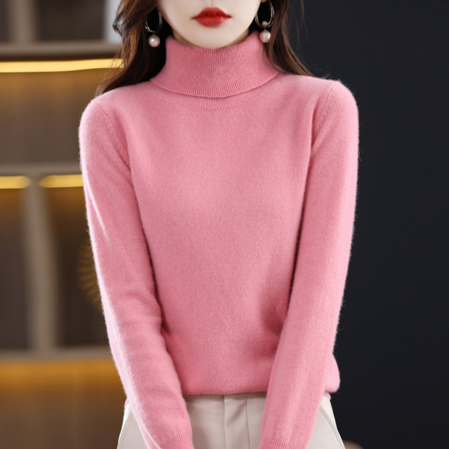 Martina | Damen Herbst Klassischer Rollkragenpullover aus Strick