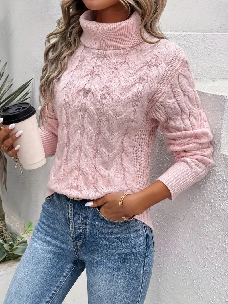 Claudia | Damen Herbst Strickpullover mit Rollkragen