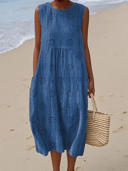 Beatrice | Damen Ärmelloses Boho-Midikleid für den Strand