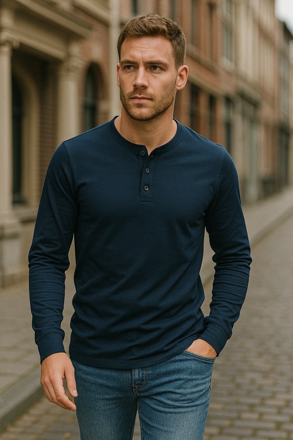 Jürgen | Herren Basis-Langarmhemd mit Knöpfen