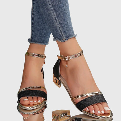 Martina | Damen Sandalen mit Knöchelriemen und Blockabsatz