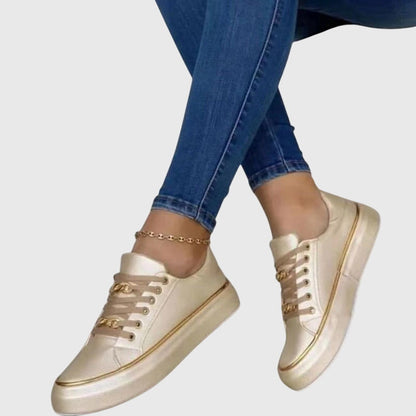 Lara | Damen Frühlings Legere Samt-Schnür-Sneaker