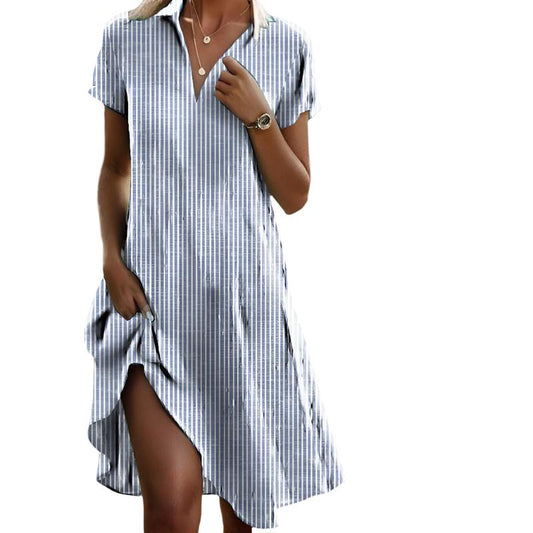 Julia | Damen Kleid mit kurzen Ärmeln und Schlitzsaum