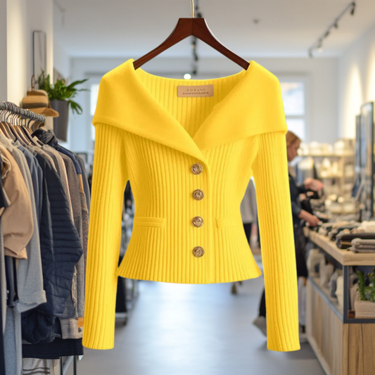 Daniela | Damen Modischer Gerippter Pullover mit Knöpfen