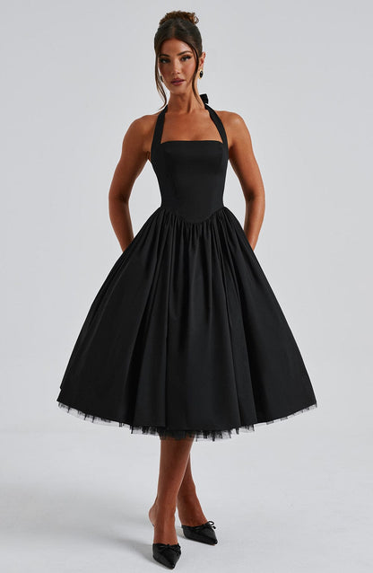 Helga | Damen Halter Midi Kleid für Hochzeitsgäste