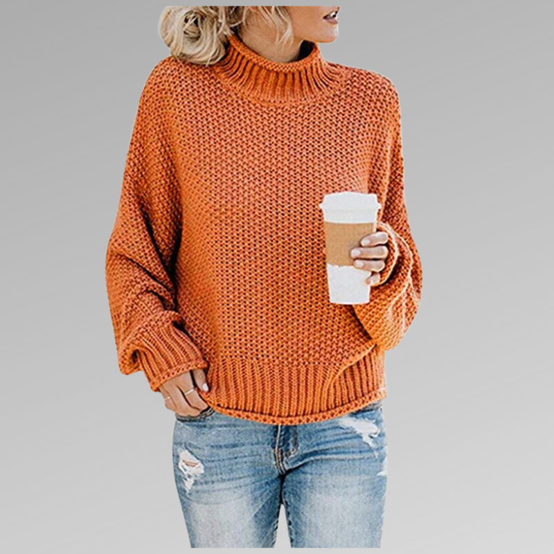 Pauline | Damen Oversize Hochgeschlossener Strickpullover