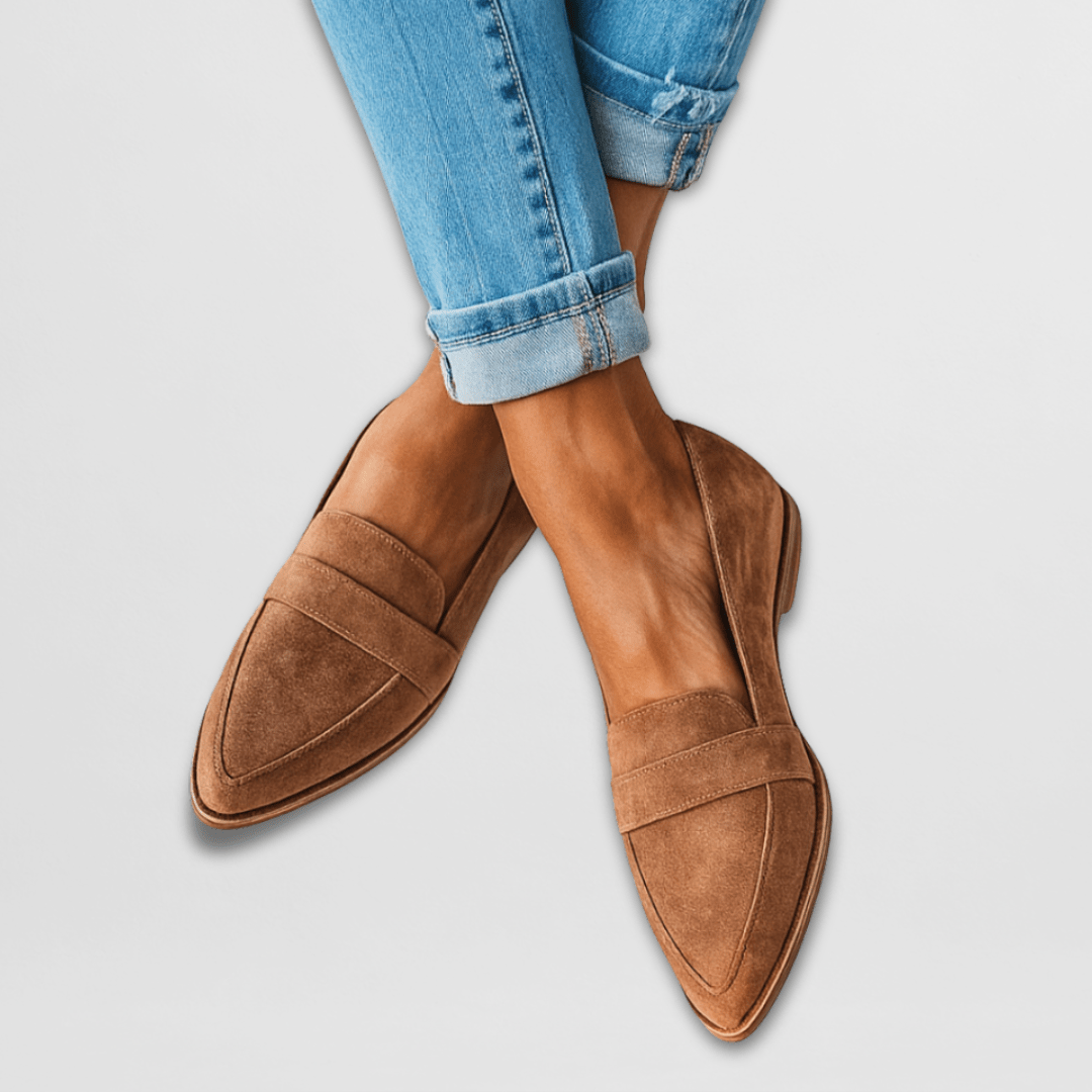 Jana | Damen Frühlings Loafers aus Wildleder mit spitzer Zehenpartie