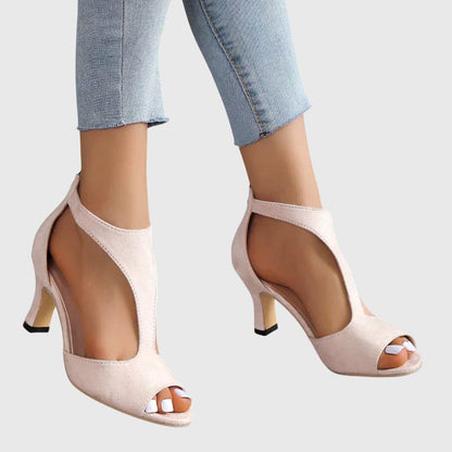 Jessica | Damen Frühlings Riemchen-Sandaletten mit Cutout und offener Zehe