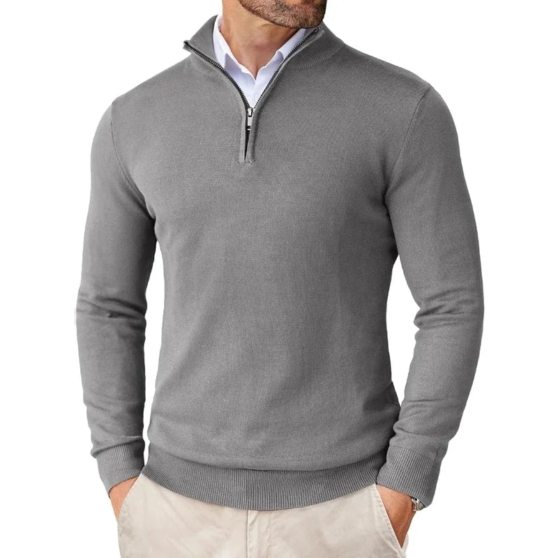 Viktor | Herren Modern Fit Pullover mit Viertel-Reißverschluss