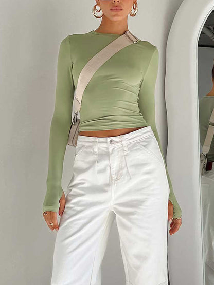 Elke | Dame Sommer Crop Top med Lange Ærmer