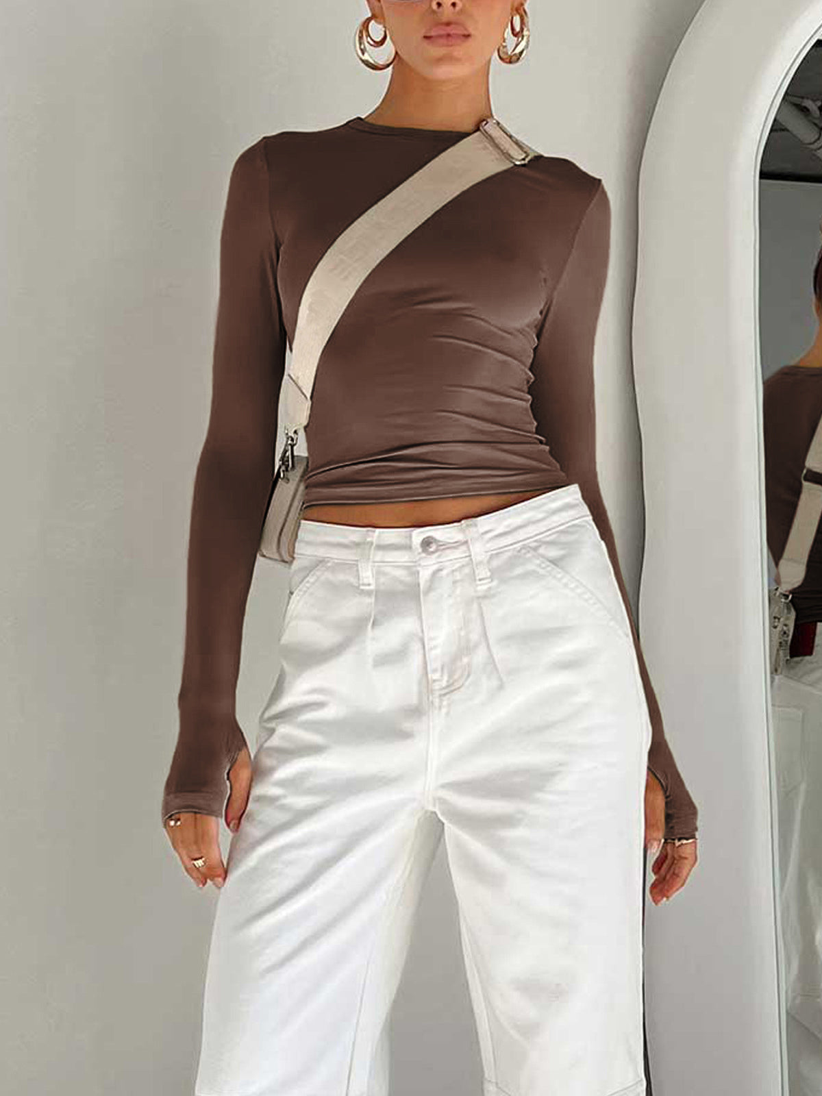 Elke | Dame Sommer Crop Top med Lange Ærmer