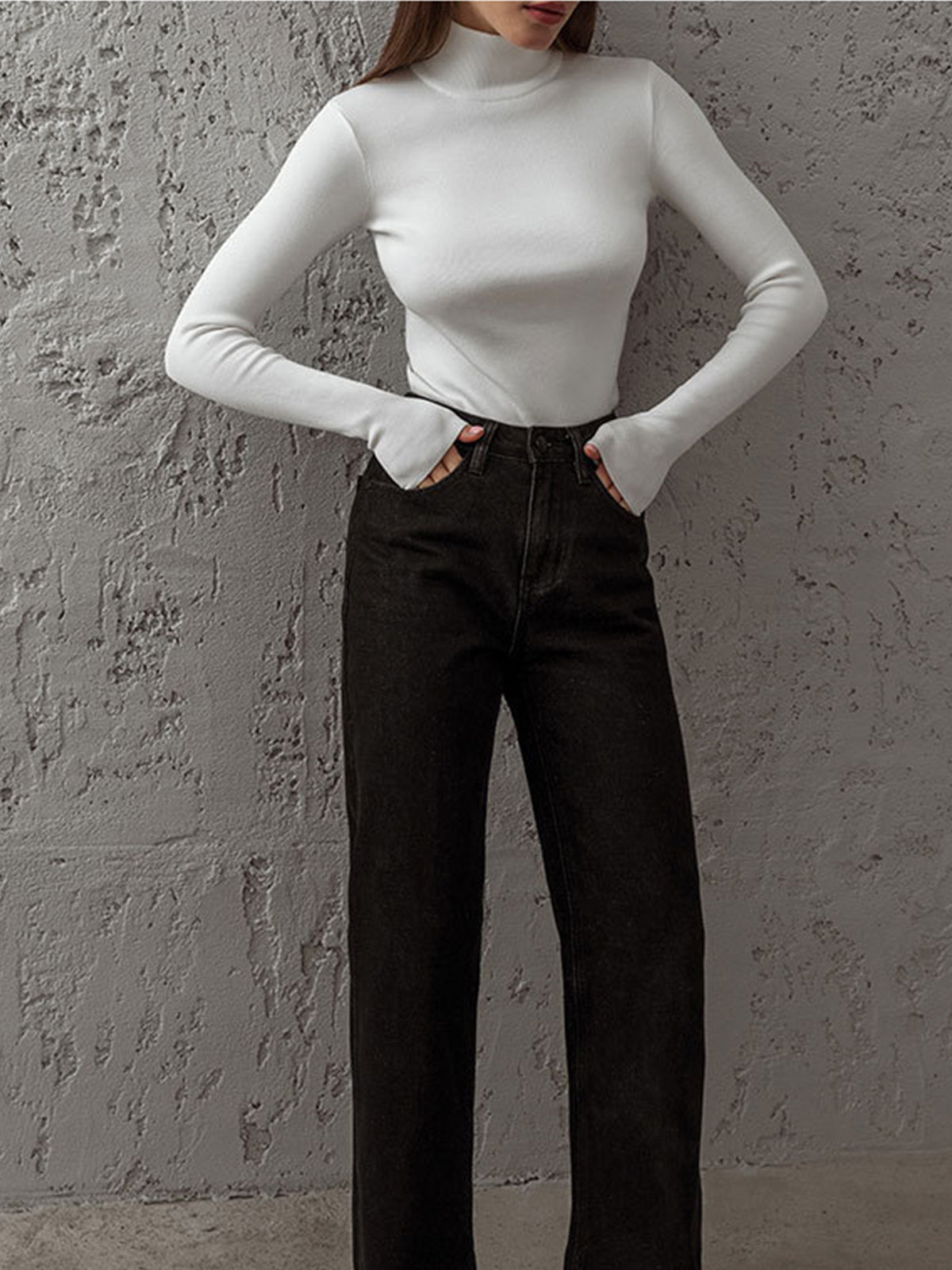 Tanja | Damen Frühlings Bequemes Mock-Neck Top