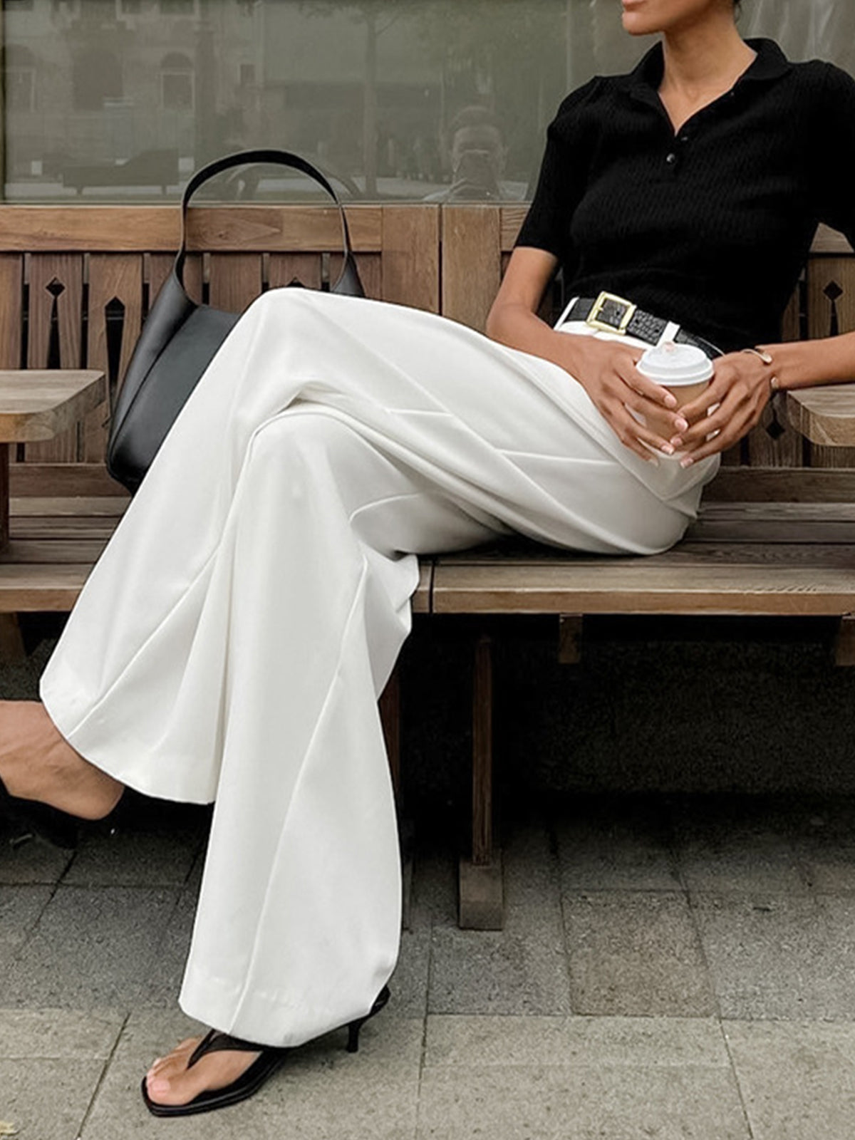 Alina | Damen Weit geschnittene Hose mit Hoher Taille und Lockerer Passform