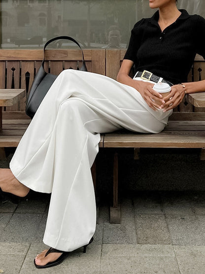Alina | Damen Weit geschnittene Hose mit Hoher Taille und Lockerer Passform
