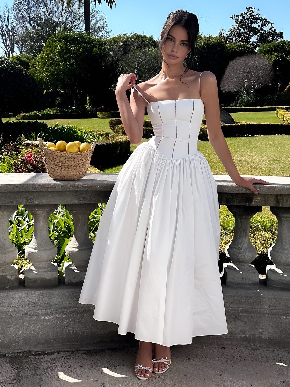 Johanna | Damen Korsett Midi Kleid für Hochzeitsgäste