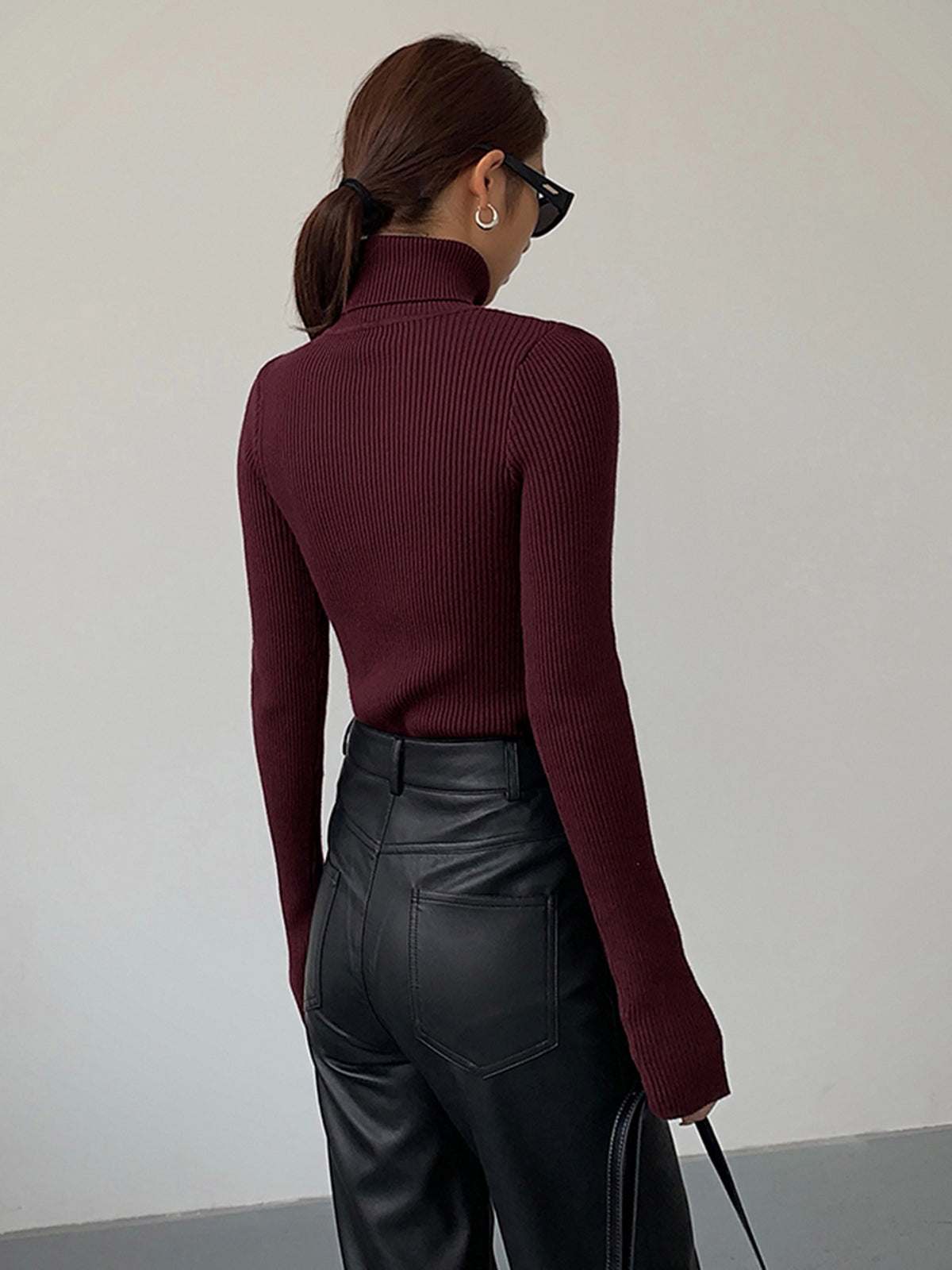 Sabina | Damen Frühlings Stilvoller Gerippter Rollkragenpullover