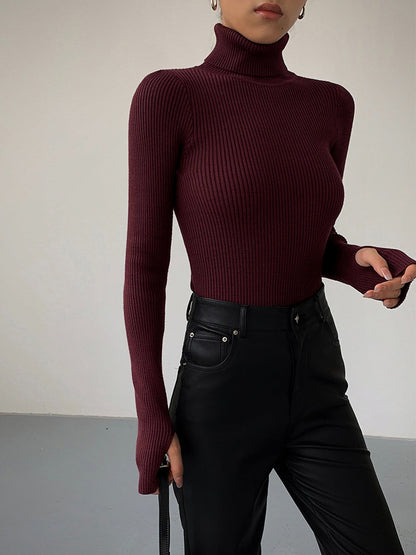 Selina | Damen Minimalistisches Slim-Top mit Rollkragen