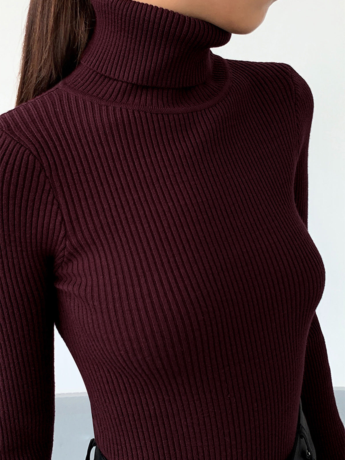 Sabina | Damen Frühlings Stilvoller Gerippter Rollkragenpullover
